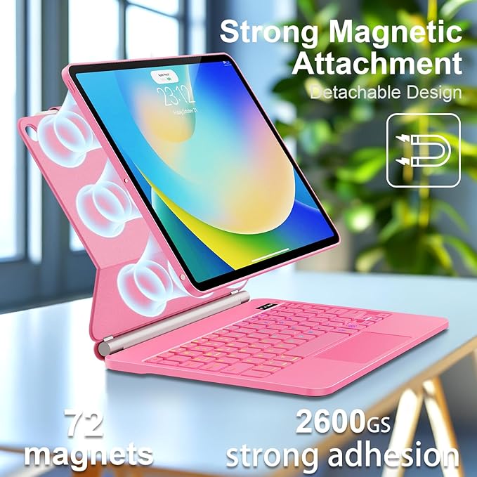 GGQFGTOJ for iPad 9th Generation Case with Keyboard,Magic Style Keyboard Case for iPad 9th/8th/7th Gen 10.2 inch - Floating Cantilever Magnetic Stand Multi-Touch Trackpad (Pink)