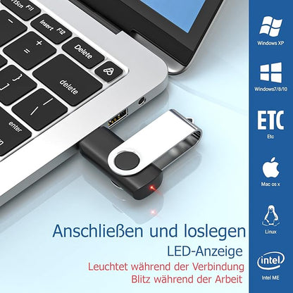 Flash Drives 16GB 10 Pack, Wooolken USB 2.0 Thumb Drives with Keychains Memory Stick USB Drive Pendrive for PC Laptop Computer (Mixcolors)