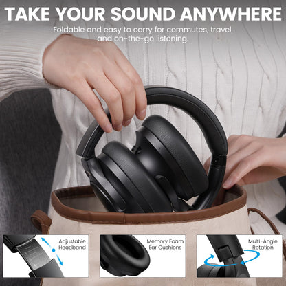 1Mii Y8+ Noise Cancelling Headphones for Gaming, Airplane & Travel, Black