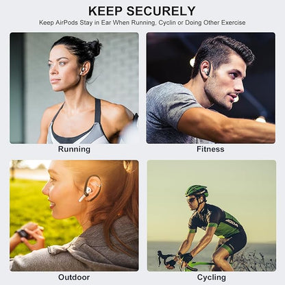 2 Pairs AirPods Ear Hooks for AirPods Pro 2, AirPods Pro, AirPods 4, 3, 2 & 1, Upgraded Anti Slip Sports Clip Hooks for AirPods 1, 2, 3, 4,Pro, Pro 2 – Black