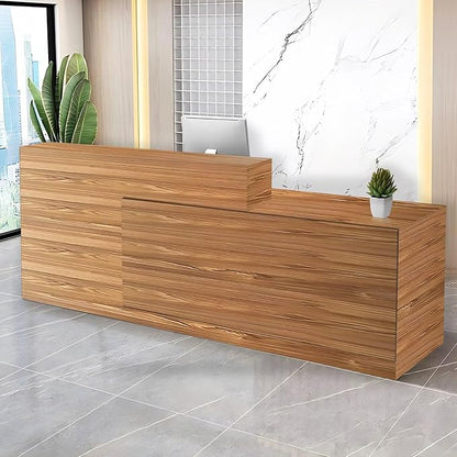 Reception Desk with Counter Modern Checkout Counter with Lockable Drawer Keyboard Tray Receptionist Desk for Office Salon Reception Table I Right 63inch/160cm