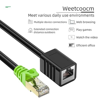 Ethernet Extension Cable 20ft, Network Cat6a Extension Patch Cable RJ45 Cords Shielded Male to Female Connector (20FT)