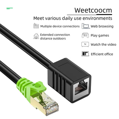 Weetcoocm Ethernet Extension Cable 3ft, Network Cat6a Extension Patch Cable RJ45 Cords Shielded Male to Female Connector (3FT)