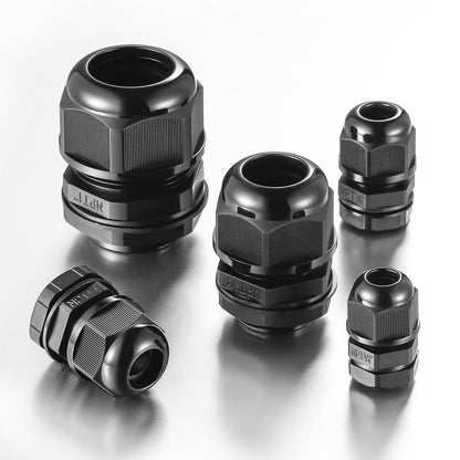 RTHIEAI 25 PCS 1"(17-25mm) NPT Nylon Cable Gland Joints with Gaskets, IP68 Adjustable Lock Nut Strain Relief Cord Grip Waterproof Cable Glands - UL Listed and RoHS Compliant