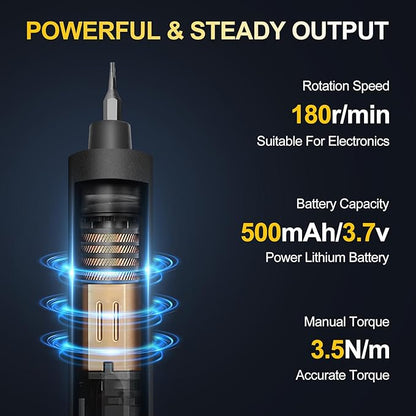 3.7V Precision Electric Screwdriver Set,76 IN 1 Magnetic Storage Mini Electric Screwdriver Cordless Set with LED Display,5 Torque Settings Repair Tool Kit for Electronics Phone Camera Laptop Watch