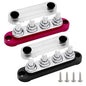 4 x M8 (5/16") Studs Power Distribution Block Bus Bar 12V, Ampper 4.3" 200A Marine BusBar Battery Distribution Block W/Cover for Car Boat Solar (Red & Black)