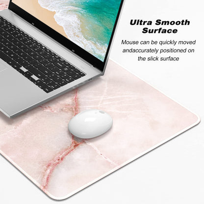 Atufsuat Extended Gaming Mouse Pad, XXL Large Mouse Mat 30 x 14 Inch, Big Computer Keyboard Mousepad, Waterproof Desk Pad with Stitched Edges and Non-Slip Base for Office Gaming, Light Pink Marble