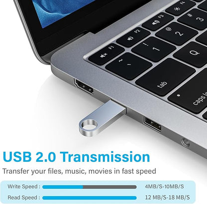 ABLAZE 8GB Flash Drive 2 Pack, Metal USB 2.0 Thumb Drives with Keychains USB Stick Pendrive (Sliver)