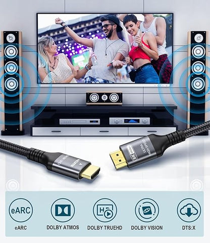 Certified 10K 8K HDMI 2.1 Cable 5 FT, 48Gbps Ultra High Speed HDMI Cable with Ethernet 4K 240Hz 165Hz 144Hz 120Hz 8K60Hz eARC HDCP2.3 HDR10+ PC Laptop TV Monitor Projector
