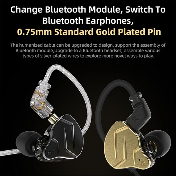 KZ ZSN PRO X Gaming Earbuds in Ear Monitor Headphones, High Fidelity IEMS Earphones, Hybrid Dual Driver Wired Earbuds with 1BA 1DD Detachable Tangle-Free Cable for Computer Tablet (Black, without Mic)