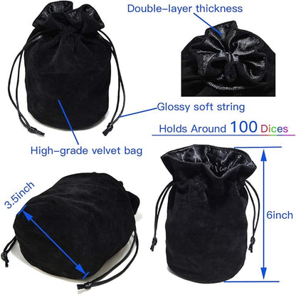 Assorted 5 Colors Polyhedral Dice Set for Dungeons and Dragons RPG Table Games with Black Drawstring Pouch