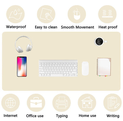 PU Leather Desk Pad Protector Gaming Mouse Pad Non Slip Desk Mat for Keyboard and Mouse Waterproof Desk Writing Pad for Office and Home Desk Accessories(Beige, 47.2 * 17.7)