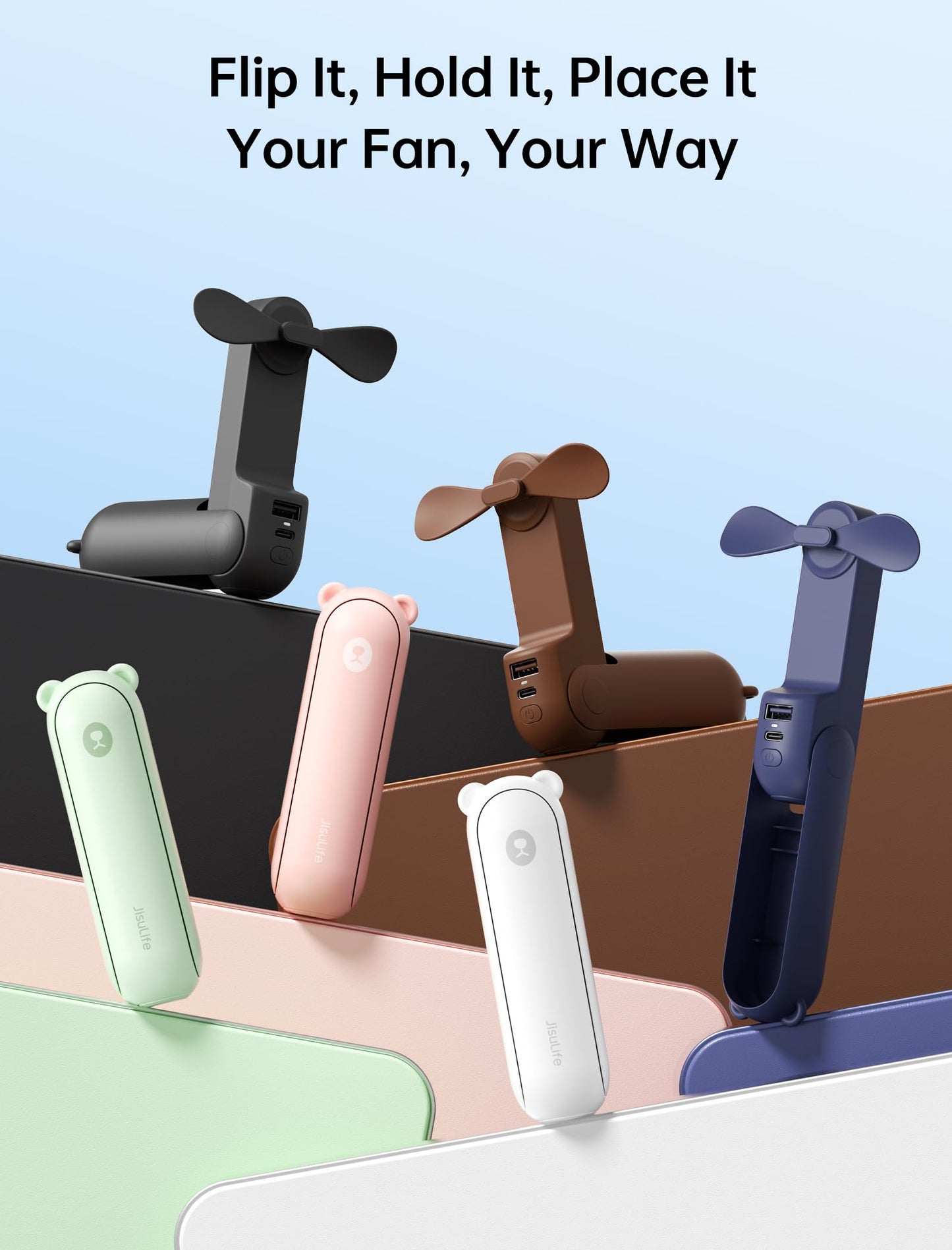 JISULIFE 3 IN 1 Portable Fan with Power Bank & Flashlight Featured