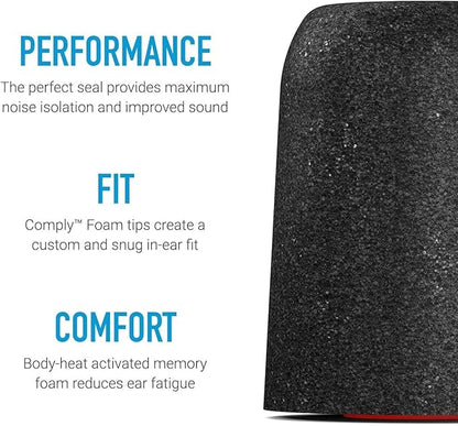 Comply P-Series | Memory Foam Replacement Ear Tips Designed for Etymotic, NuForce, ISOtunes PRO, Q-Jays, & More | Superior Noise Isolation, Ultimate Comfort, Secure Fit | Black (S/M/L) (3 Pairs)