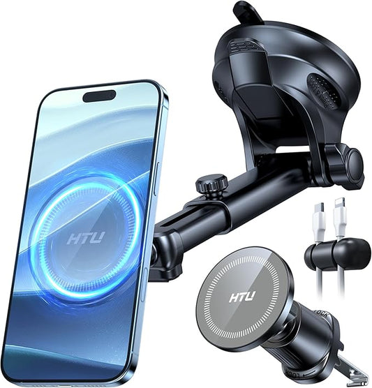 HTU Military-Grade for MagSafe Car Mount Holder【Upgraded Strongest Suction】