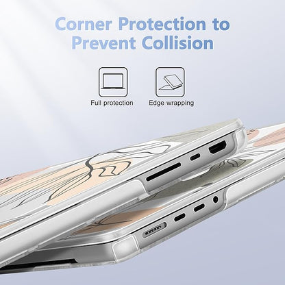 for MacBook Pro 16 inch Case 2021 2022 2023 2024 Release A3186 A3403 M4 A2991 M3 A2780 M2 A2485 M1 Pro/Max, Hard Shell Case with Screen Protector & Keyboard Cover, Tropical Leaves