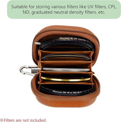 Andoer Camera Filters Case Bags for Filters Up to 82mm, 5 Pockets PU Leather DustProof Filter Hard Storage Case for UV CPL ND Graduated Neutral Density Filters