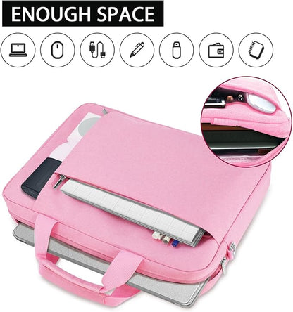 Ferkurn Laptop Bag Case for Women Men Computer Bag Compatible with HP Envy Pavilion Omen/LG Gram/MSI/Dell Inspiron XPS/Lenovo/Acer, Shoulder Strap Carrying Messenger Briefcase, Pink, 15.6 16 Inch