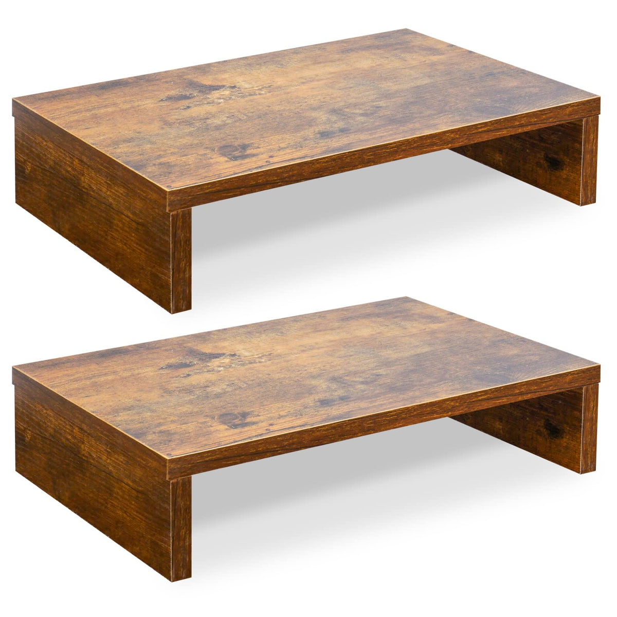 TEAMIX White Monitor Stand Riser, 2 Pack Wood
