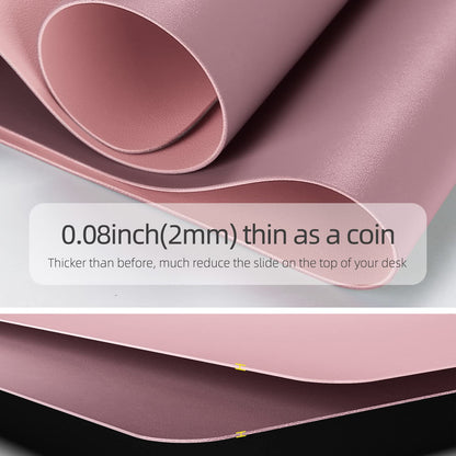 YSAGi Desk Mat, Dual-Sided Desk Pad, 31.5" x 15.7" Laptop Leather Desk Pad Protector, Desk Blotter for Keyboard and Mouse, Waterproof Desk Writing Pad for Office and Home (Dark Pink+Pink)