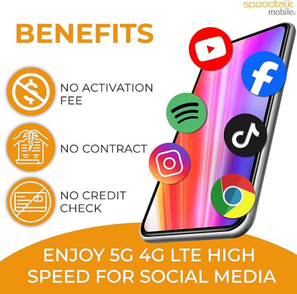 SpeedTalk Mobile Pre-Paid SIM Card Starter Kit – No Contract Wireless Plans from $5/mo Talk Text Data Unlimited Plans from $9/mo - Cellphone 5G 4G LTE iOS Android Smart Phones