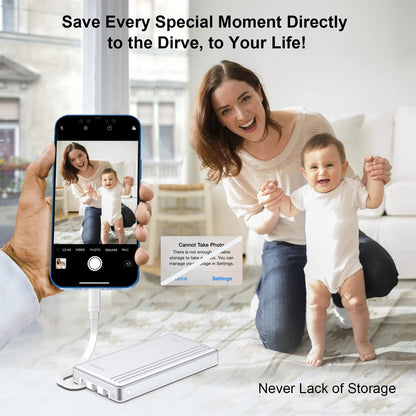 MFi Certified 2TB External Hard Drive for iPhone iPad MacBook Computer,Photo Stick USB Flash Drive Storage Device for iPhone 17/16/ 15/14/13 to Backup Photo| Video | Music| File 【One-Touch Backup】