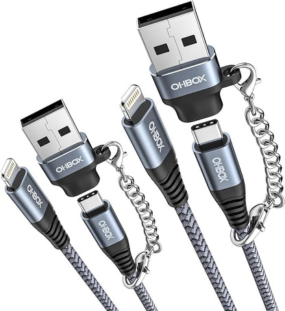 USB C to Lightning Cable Fast Charging 2Pack 6ft [Apple MFi Certified] iPhone Charger Cable Compatible with iPhone 14/13/12/11 Pro Max and USB C Female to USB A Male Adapter with Keychain