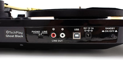 TechPlay Ghost, 2 Speed Belt Driven Turntable with Bluetooth Broadcast. Connects to Your Bluetooth Speakers wirelessly. (Black)