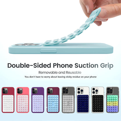 Silicone Double-Sided Suction Phone Case Detachable Mount, Car Dashboard Phone Holder, Fidget Sticky Grip Phone Accessories, Hands-Free Trending Stuff Stand for ASMR/TikTok/Gym/Cooking Creator(White)