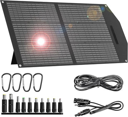 MARBERO 100W Portable Solar Panel 100 Watt Foldable Solar Panel Charger for Power Station, USB/DC Devices 18V Output(10 Connectors) >23% High Efficiency IP68 Waterproof for Camping Outdoor RV Cloudy