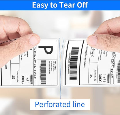 FungLam 4"x6" Direct Thermal Shipping Labels, 450 Labels Per Roll, 12 Rolls,1" Core, Perforated, White Mailing Postage Shipping Label Compatible with Zebra 2844 ZP-450 ZP-500 ZP-505