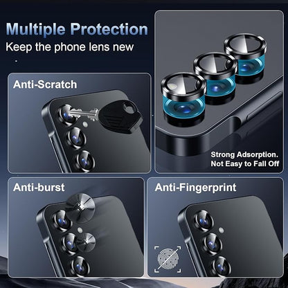 Korecase for Galaxy S25 Camera Lens Protector, 9H Tempered Glass Anti Scratch Camera Screen Protector Shockproof Film Shcokproof Metal Ring Lens Protecor for Galaxy S25,Black