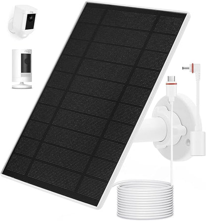 Solar Panel Charger for Ring Stick Up Cam, Stick Up Cam Pro, Ring Spotlight Cam Plus/Pro, 6W5V Fast Charging (1Pack)
