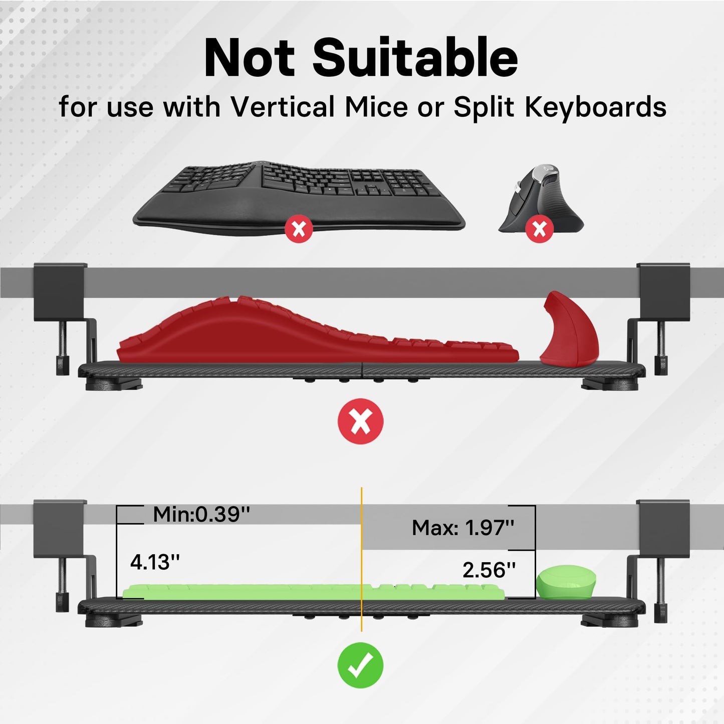 BONTEC Under Desk Keyboard Tray, Pull-Out Keyboard & Mouse Platform