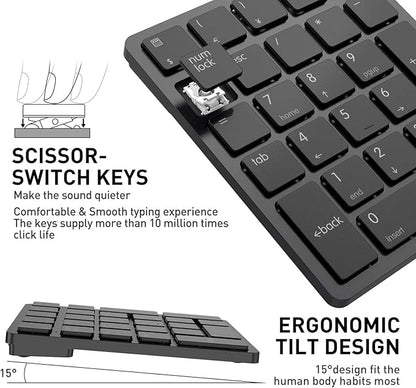 havit Bluetooth Number Pad Wireless Numeric Keypad Numpad 26 Keys Portable Mini Financial Accounting Rechargeable Numeric Pad for Windows Laptop Desktop, PC, Notebook (Black)