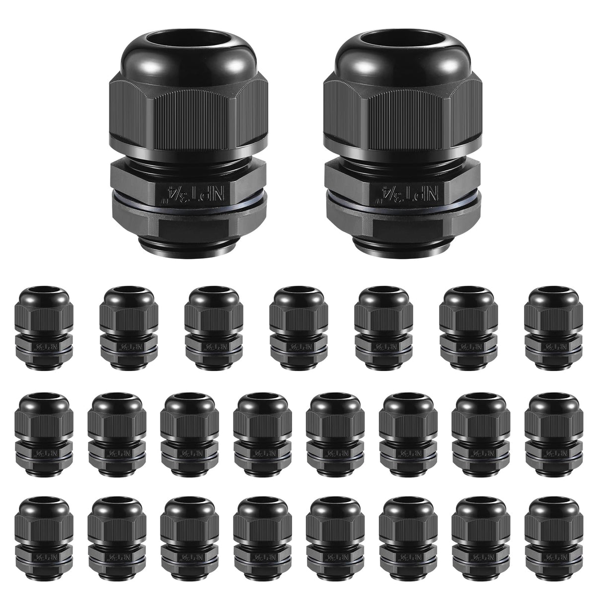 RTHIEAI 50 PCS 1/4"(4-8mm) NPT Nylon Cable Gland Joints with Gaskets, IP68 Adjustable Lock Nut Strain Relief Cord Grip Waterproof Cable Glands - UL Listed and RoHS Compliant