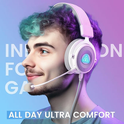 EKSA USB Gaming Headset for PC, Computer Headphones with Detachable Noise Cancelling Microphone, 7.1 Surround Sound, 50MM Driver, Wired Headset with Mic for PS4/PS5, Xbox One, Laptop, Work