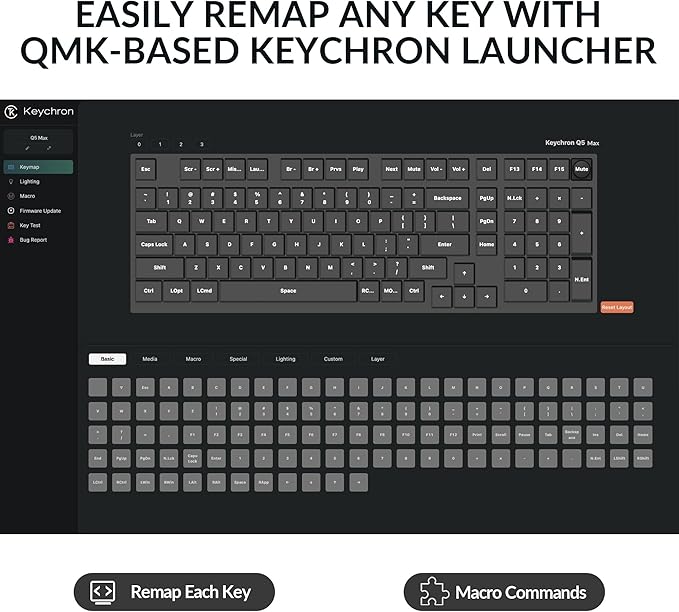 Keychron Q5 Max Wireless Custom Mechanical Keyboard, 2.4 GHz Bluetooth QMK Full Aluminum 96% Layout RGB with Hot-swappable Gateron Red Switch Compatible with Mac Windows Linux