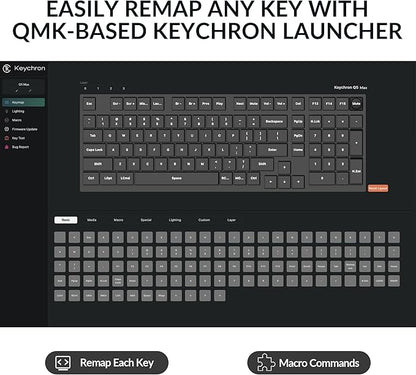 Keychron Q5 Max Wireless Custom Mechanical Keyboard, 2.4 GHz Bluetooth QMK Full Aluminum 96% Layout RGB with Hot-swappable Gateron Red Switch Compatible with Mac Windows Linux