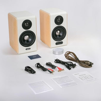 Edifier S880DB MKII Active Bookshelf Speakers,2.0Computer Hi-Fi Speaker System,88W RMS Hi-Res Audio with LDAC Bluetooth USB-C Optical Coaxial RCA Input Subwoofer Output for Record Player TV,Pair-White