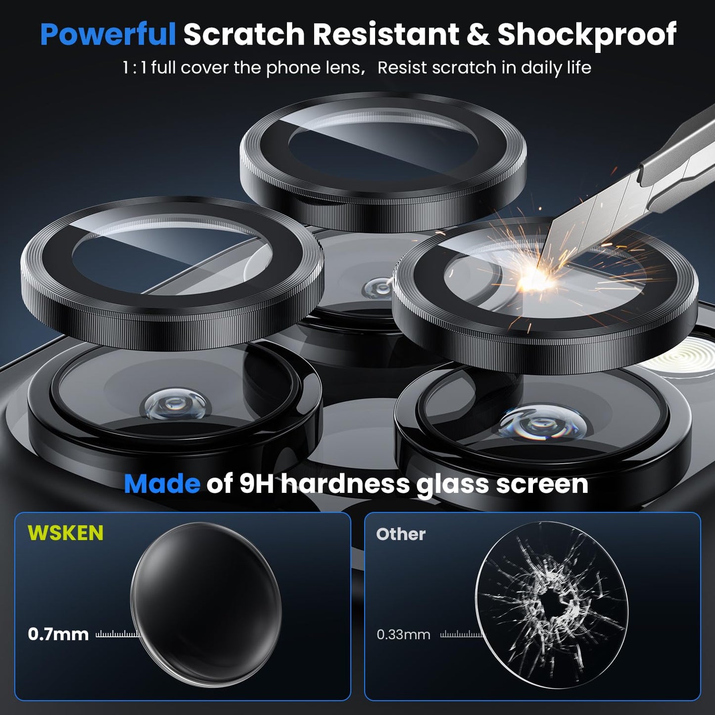 WSKEN for iPhone 16 Pro/iPhone 16 Pro Max Camera Lens Protector