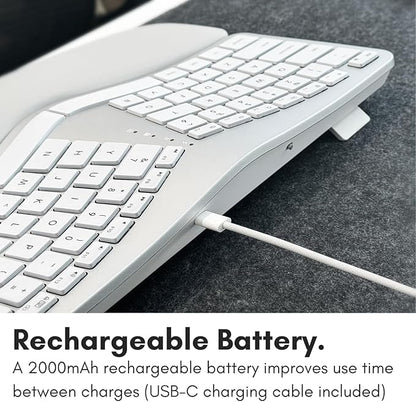 Macally Bluetooth Ergonomic Keyboard, Wireless Split Keyboard, Carpal Tunnel Comfort, Ergo Rechargeable Split Wrist Key Board - Backlit Apple 100 Key Layout for MacBook Pro/Air, iMac