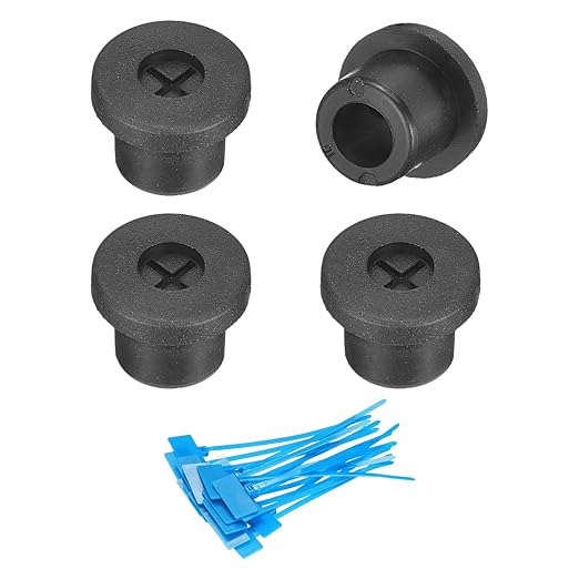 uxcell 4Pcs Cable Cord Grommet, 3/8"(10mm) Rubber Desk Grommets Wire Pass Through Hole Cover with Marked Cable Ties for Home Office Cable Wire Protection, Black