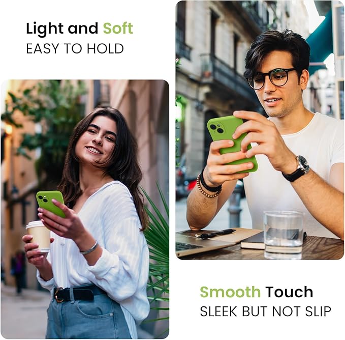 FireNova Designed for iPhone 15 Case, Silicone Upgraded [Camera Protection] Phone Case with [2 Screen Protectors], Soft Anti-Scratch Microfiber Lining Inside, 6.1 inch, Sprout Green