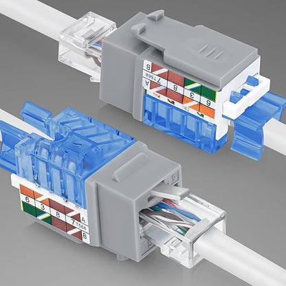 Everest 45° Angled RJ45 Cat5e Keystone Jacks 50-Pack in Gray - Slim Profile Female RJ45 Connectors - Cat 5e Keystone Jack - Compatible with 45° Angled Speed Termination Tool - 45Term (B0BL3GS7ZY)