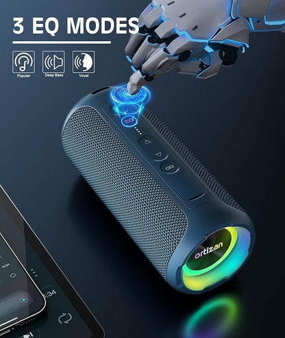 Ortizan Bluetooth Speaker, IPX7 Waterproof, Portable Speakers with HD Sound, Deep Bass, RGB Lights (Notice: X8 Pro Navy and X8 Pro Blue Cannot be paired via TWS Due to Different Bluetooth Versions)