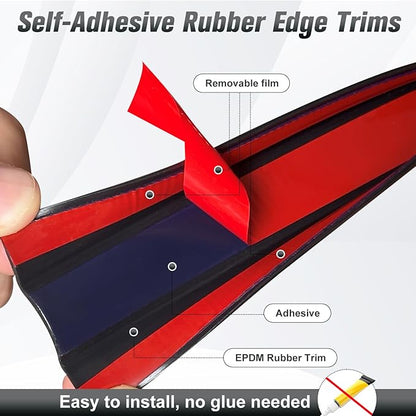 Rubber Edge Trim, Self Adhesive U Channel Edge Trim, Big Size U Shaped Trim, Edge Banding for Plywood, Woods, Shelf, Cabinet, Countertop, Fit for 5/8", Length 20Ft, Black