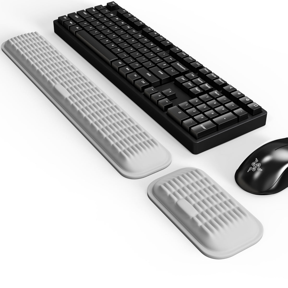 MEKASS Ergonomic Wrist Rest for Keyboard and Mouse, Soft Memory Foam Keyboard Wrist Rest Set with Non-Slip Silicone Base, Easy Typing, Pain Relief, Comfort for Office, Work, Gaming (White)