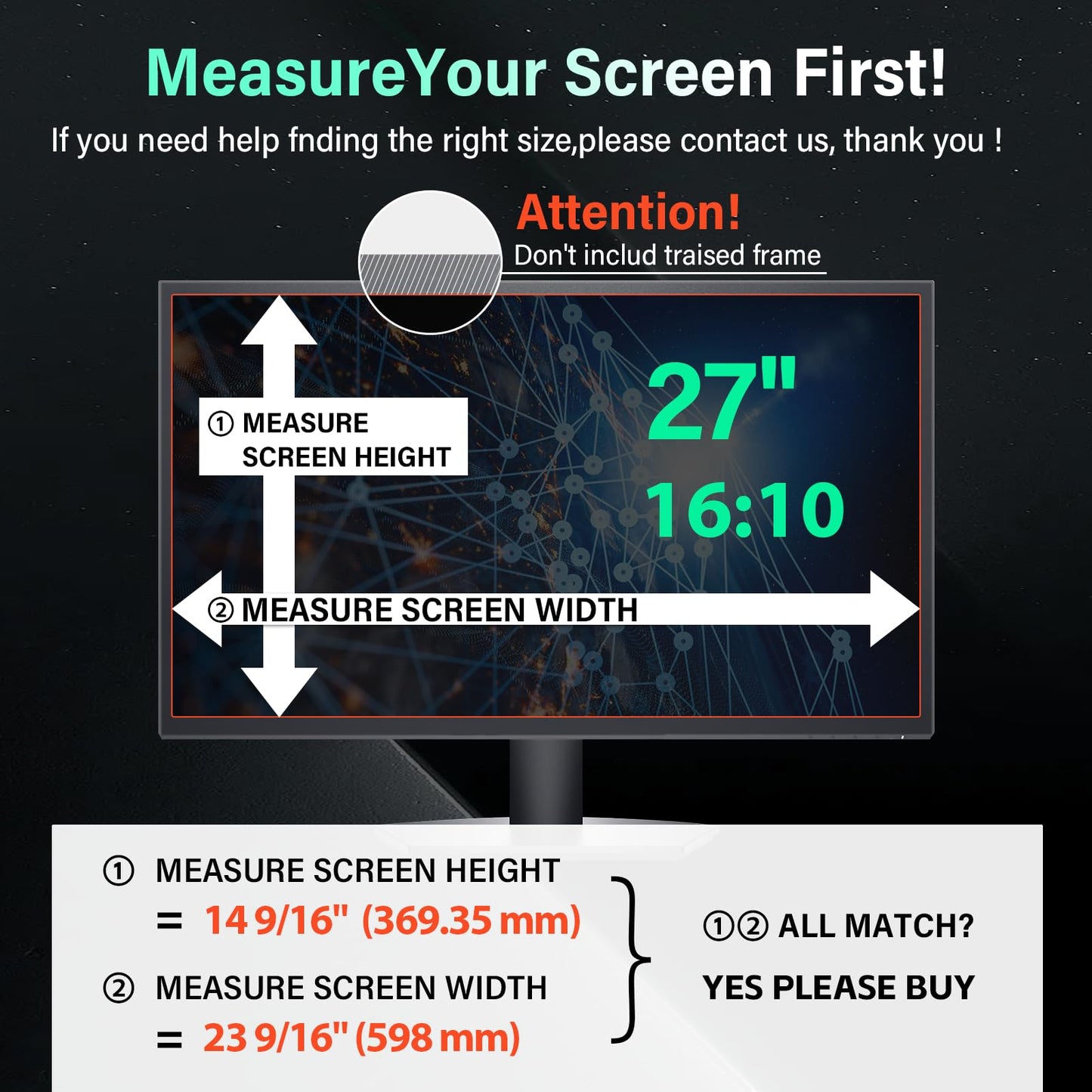 [2 Pack] Magnetic Hanging 27 Inch Computer Privacy Screen for 16:10 Aspect Ratio Widescreen Monitor, Eye Protection Anti Glare Blue Light Computer Monitor Privacy Filter, Removable 27in Protector Film