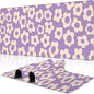 Purple Groovy Flowers Desk Mat,Large Vintage Floral Gaming Keyboard Mouse Pad,Non-Slip Rubber Base Desk Pad Thick Stitched Edges Waterproof Mousepad Mouse Mat 31.5"x11.8"